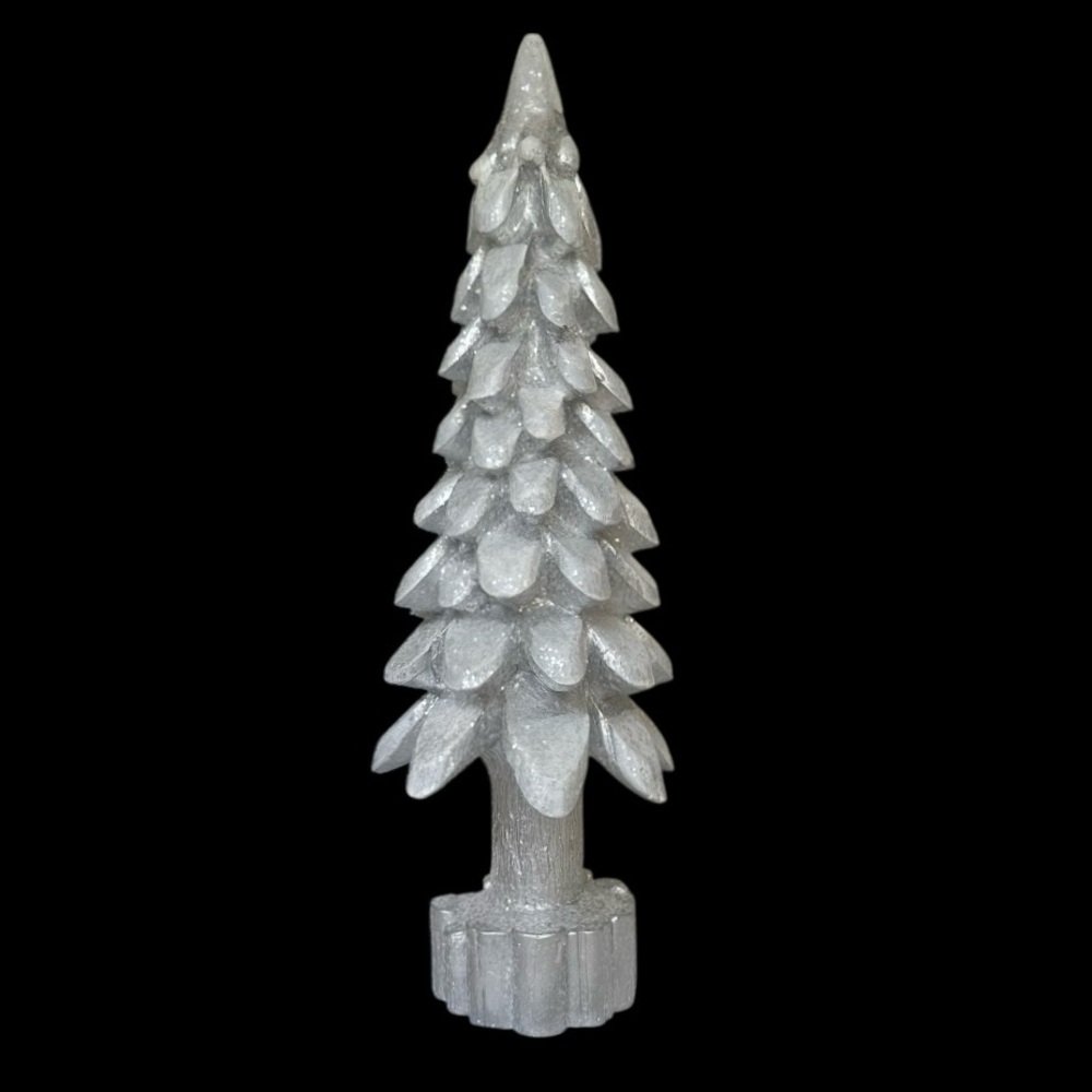 NEW Silver and White Glitter 17.75” Tabletop Holiday Christmas Tree